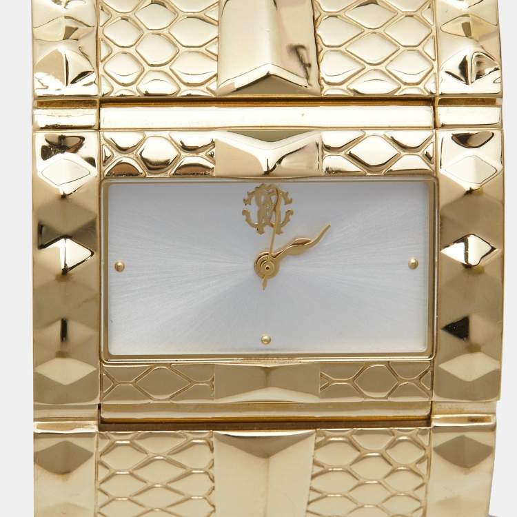 Pre Owned Roberto Cavalli Champagne Gold Plated Stainless Steel 7253272615 Women's Wristwatch 38 mm
