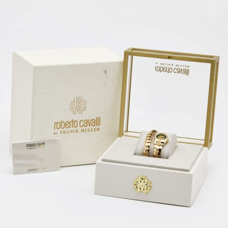 Pre Owned Roberto Cavalli by Franck Muller Green Gold Plated Stainless Steel Aion Time RV1L116M0021 Women's Wristwatch 23 mm