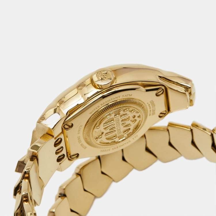 Pre Owned Roberto Cavalli by Franck Muller Green Gold Plated Stainless Steel Aion Time RV1L116M0021 Women's Wristwatch 23 mm