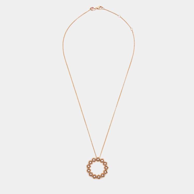 Pre Owned Roberto Coin Roman Barocco Diamond 18k Rose Gold Pendant Necklace