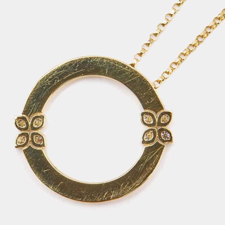 Pre Owned Roberto Coin Love in Verona Diamond 18k Yellow Gold Pendant Necklace