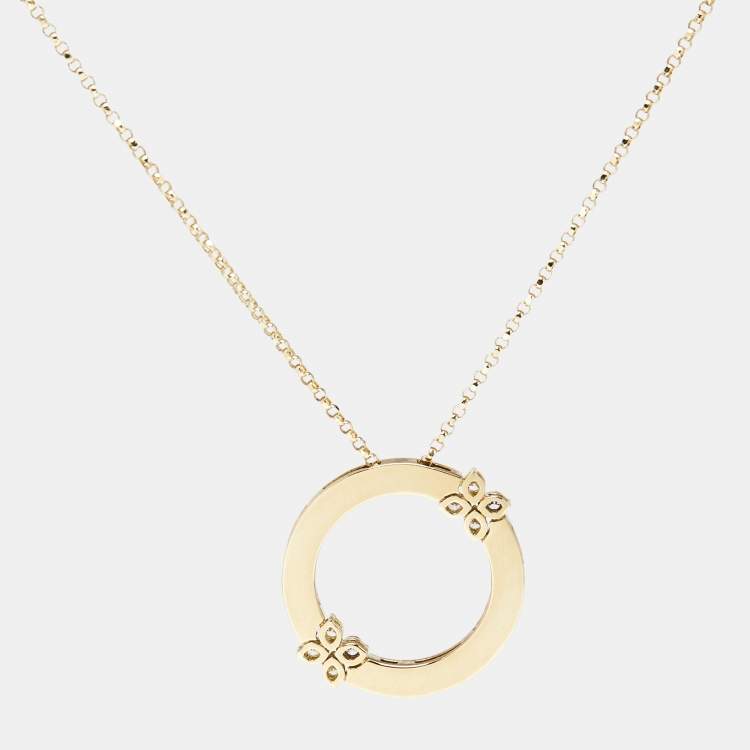 Pre Owned Roberto Coin Love in Verona Diamond 18k Yellow Gold Pendant Necklace
