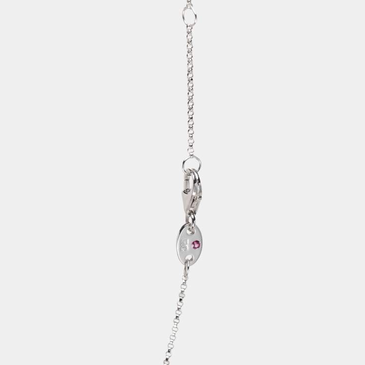 Pre Owned Roberto Coin Venetian Princess Open Flower Diamond 18k White Gold Pendant Necklace