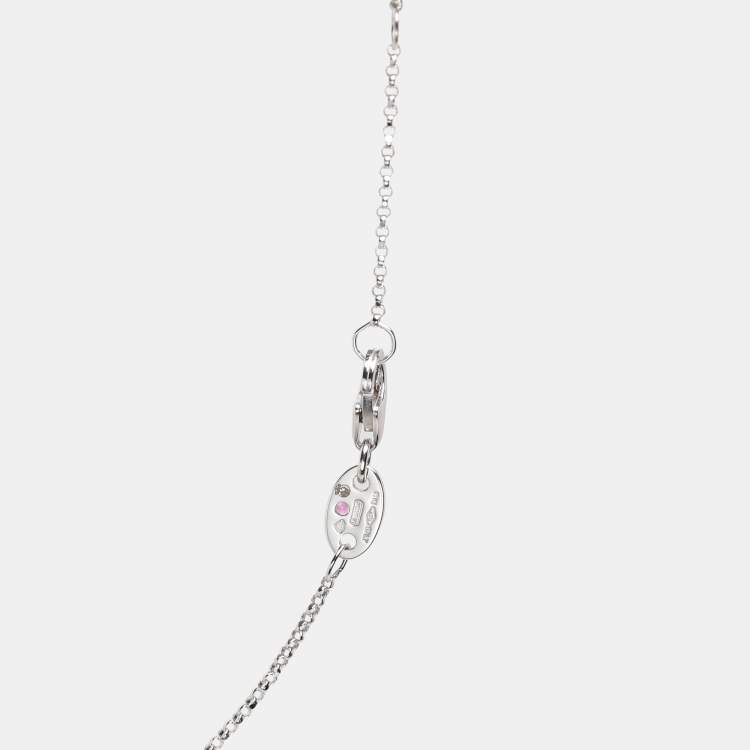 Pre Owned Roberto Coin Venetian Princess Open Flower Diamond 18k White Gold Pendant Necklace