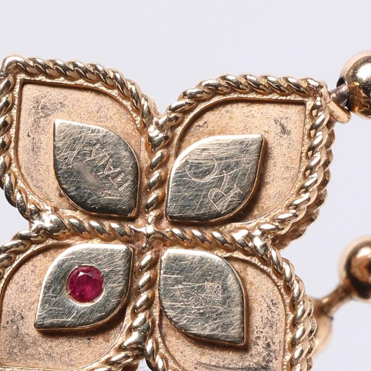 Pre Owned Roberto Coin Diamond Princess Flower 18k Rose Gold Stretchable Bracelet