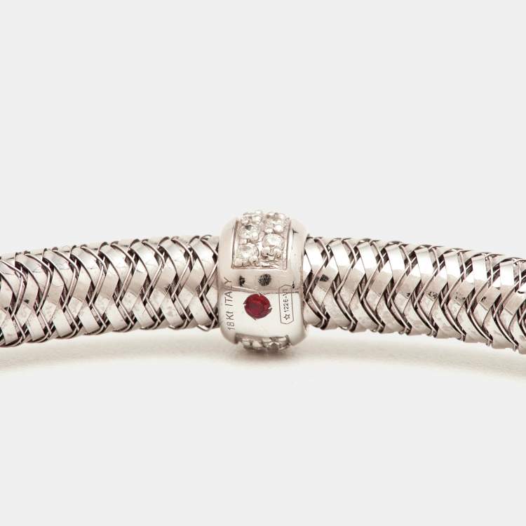 Pre Owned Roberto Coin Primavera Diamond 18K White Gold Bangle Bracelet