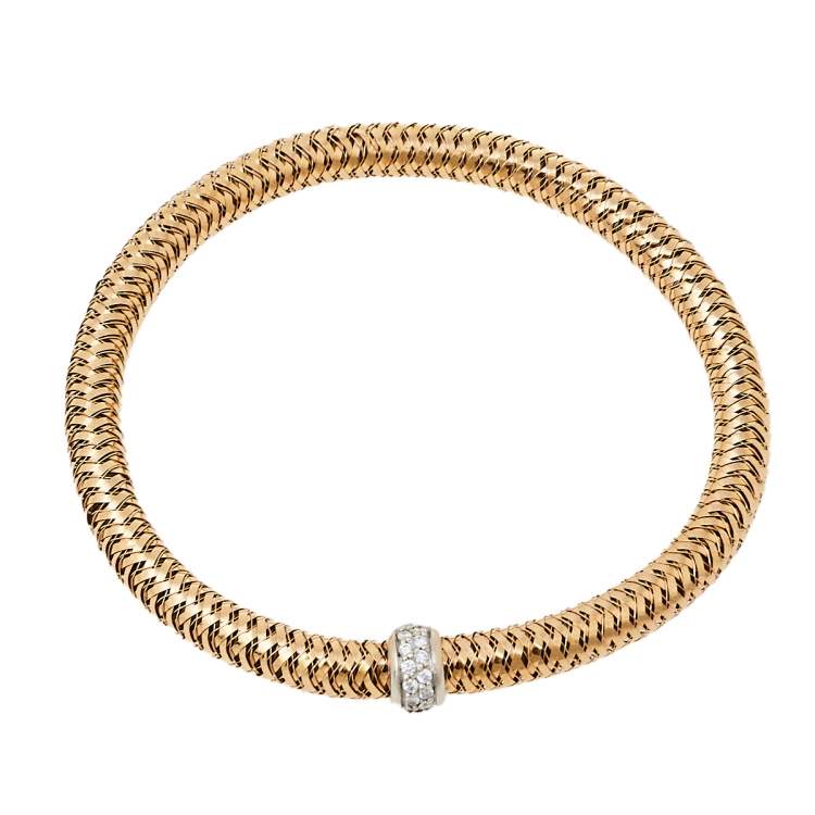 Pre Owned Roberto Coin Primavera Diamond 18K Two Tone Gold Bracelet