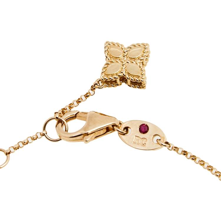 مملوكة مسبقًا Roberto Coin Principessa Single Diamond Flower 18k Two Tone Gold Bracelet 