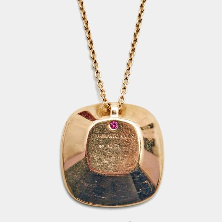 Pre Owned Roberto Coin Carnaby Street Diamond 18k Rose Gold Pendant Necklace