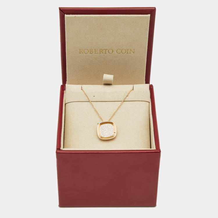 Pre Owned Roberto Coin Carnaby Street Diamond 18k Rose Gold Pendant Necklace
