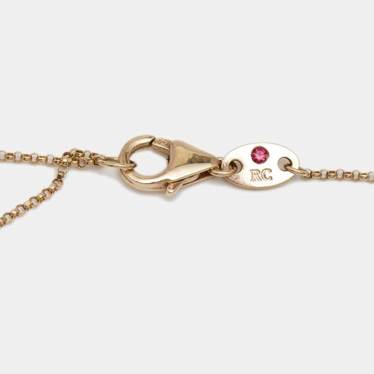 Pre Owned Roberto Coin Princess Flower Diamond 18k Two Tone Gold Station Necklace