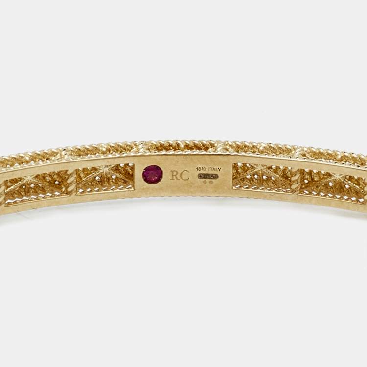 Pre Owned Roberto Coin Symphony Barocco 18K Yellow Gold Bangle Bracelet