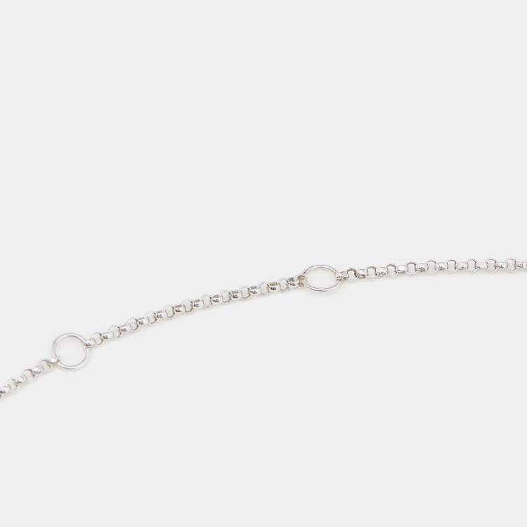 Pre Owned Roberto Coin Princess Flower Diamond 18K White Gold Pendant Necklace