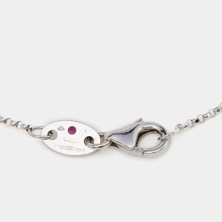 Pre Owned Roberto Coin Princess Flower Diamond 18K White Gold Pendant Necklace