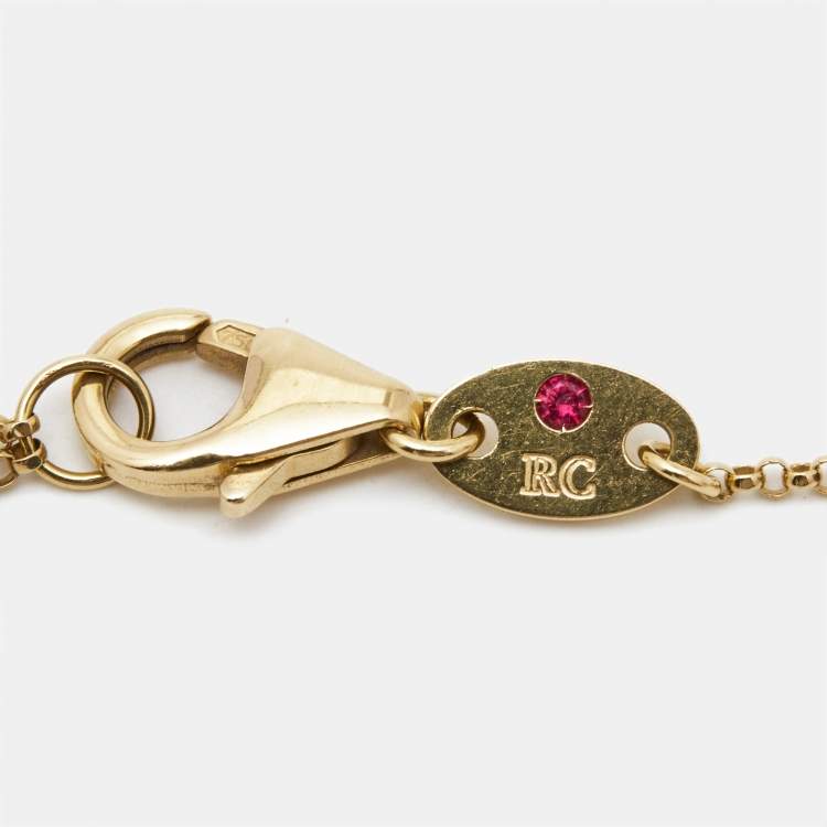 Pre Owned Roberto Coin Princess Flower Diamond 18k Two Tone Gold Bracelet