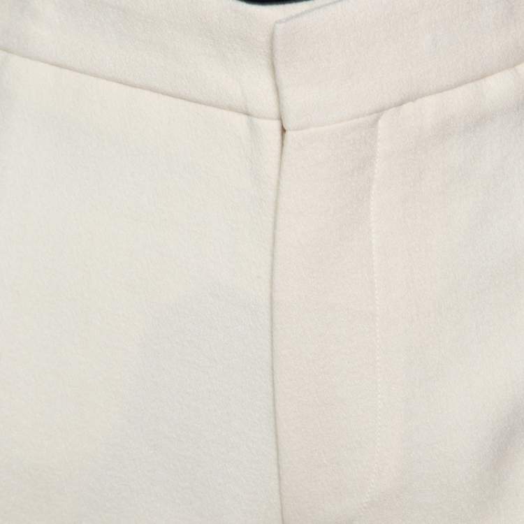 Pre Owned Rochas Cream  Floral Embroidered Mesh Detail Tailored Trousers XL