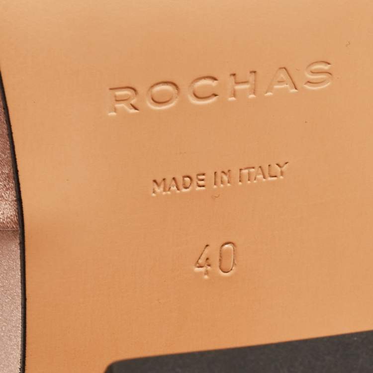 Pre Owned Rochas Beige Satin Platform Ankle Strap Sandals Size 40