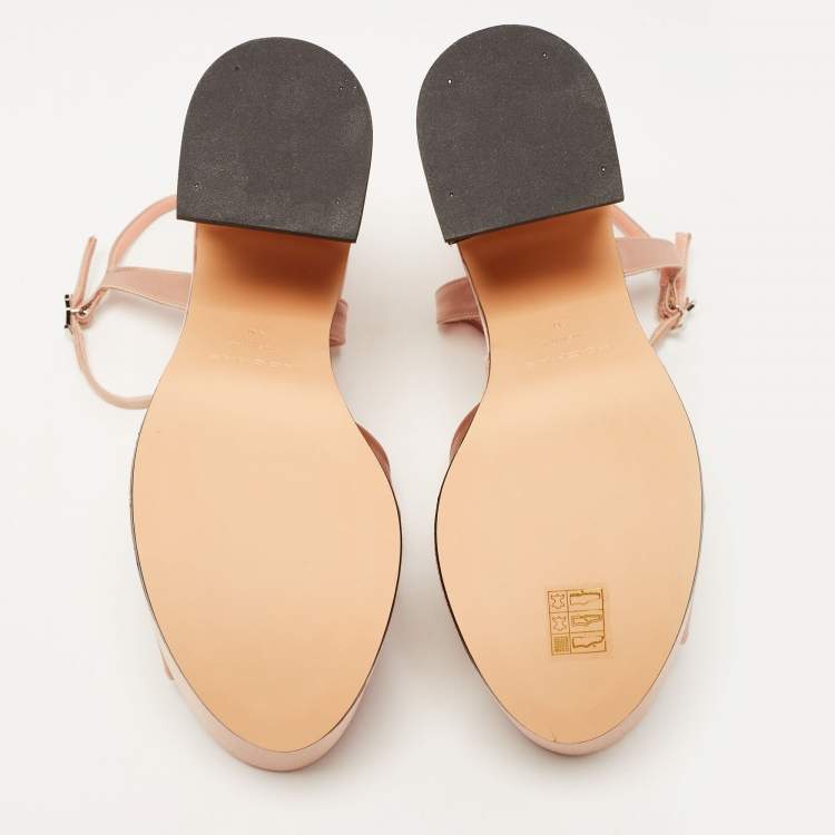 Pre Owned Rochas Beige Satin Platform Ankle Strap Sandals Size 40