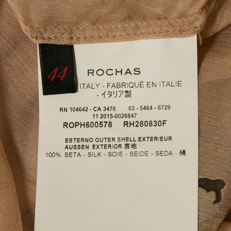 مملوكة مسبقًا Rochas Beige Ballerina Print Silk Sheer Shirt L