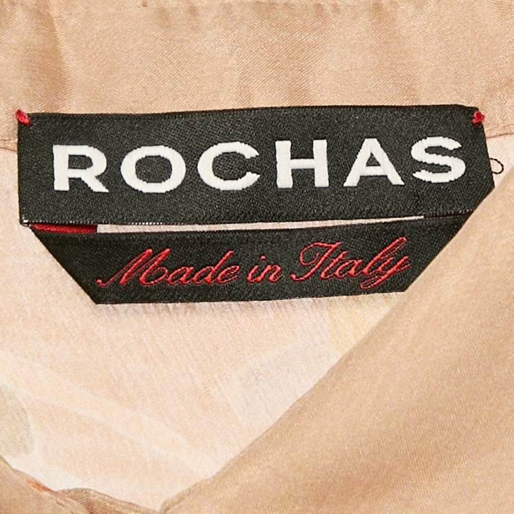 مملوكة مسبقًا Rochas Beige Ballerina Print Silk Sheer Shirt L