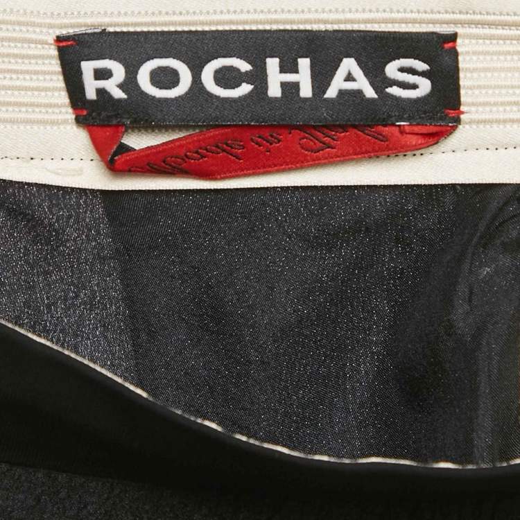 Pre Owned Rochas Black Crinkled Crepe & Lace Paneled Mini Skirt M