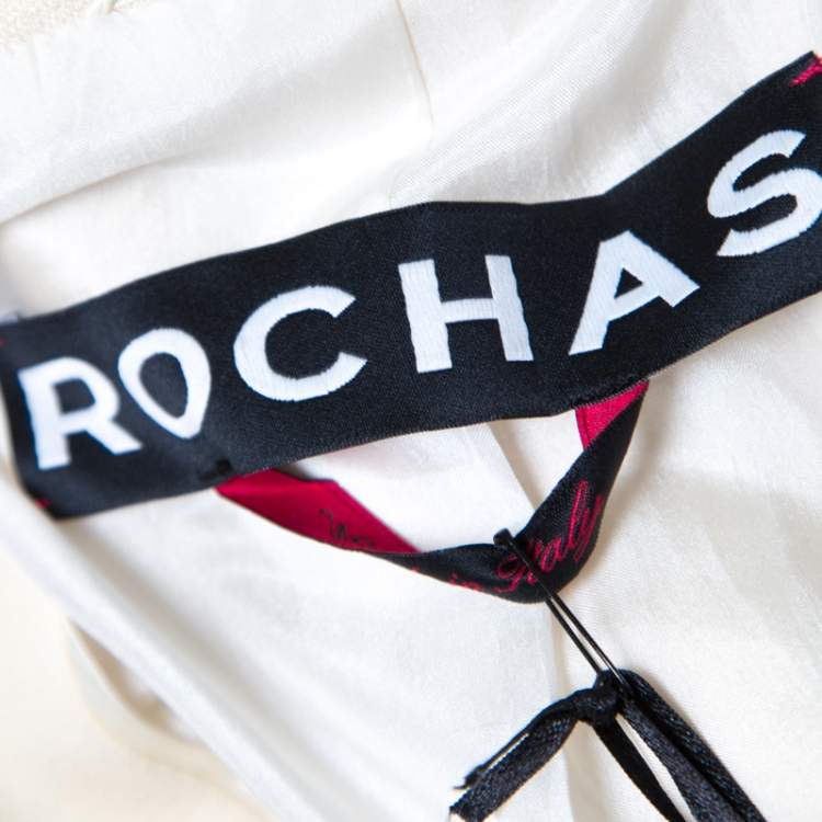 Pre Owned Rochas Cream Embellished Eye Motif Detail Two Button Blazer M