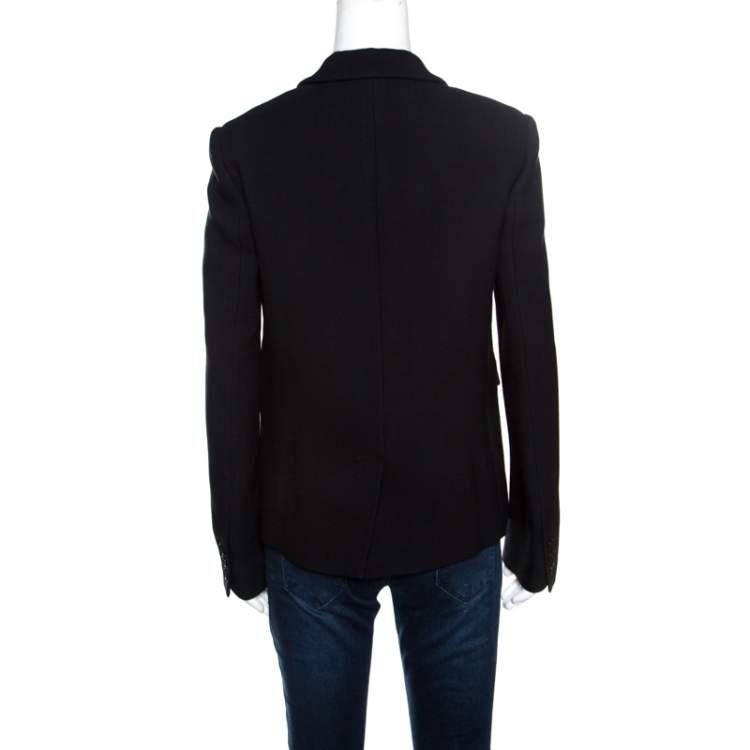 Pre Owned Rochas Black Embellished Eye Motif Detail Two Button Blazer L