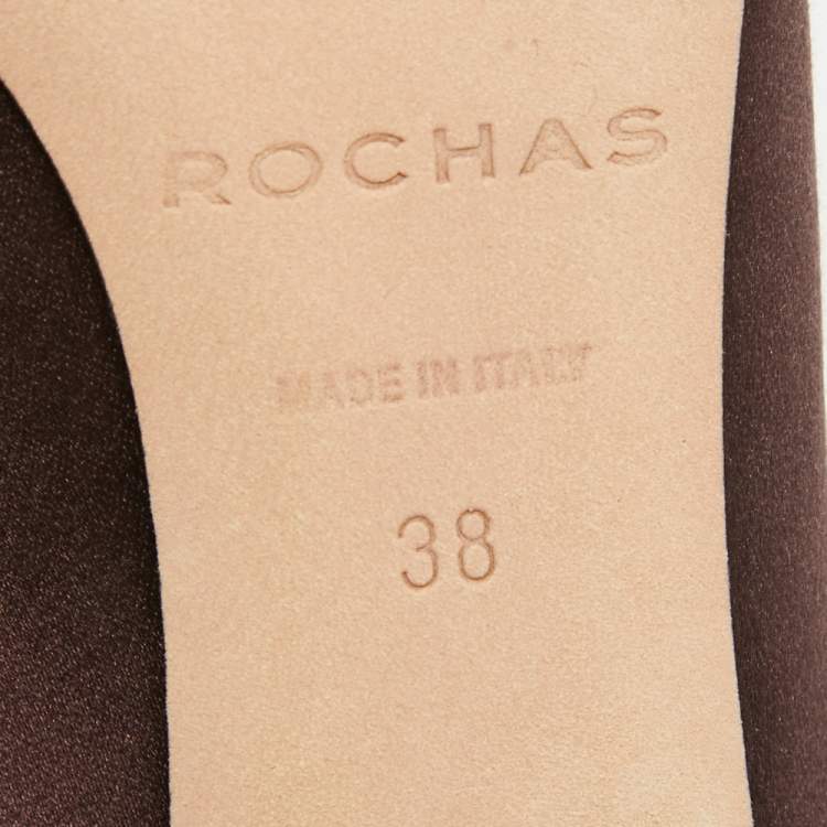 Pre Owned Rochas Burgundy Satin Crystal Embellished Mules Size 38