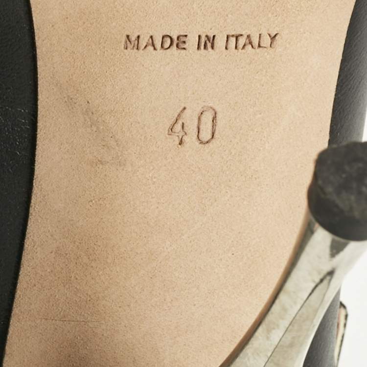 Pre Owned Rochas Black Leather Bow Slingback Pumps Size 40