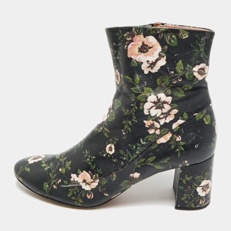 Pre Owned Rochas Size 39.5 Multicolor Leather Ankle Length Boots