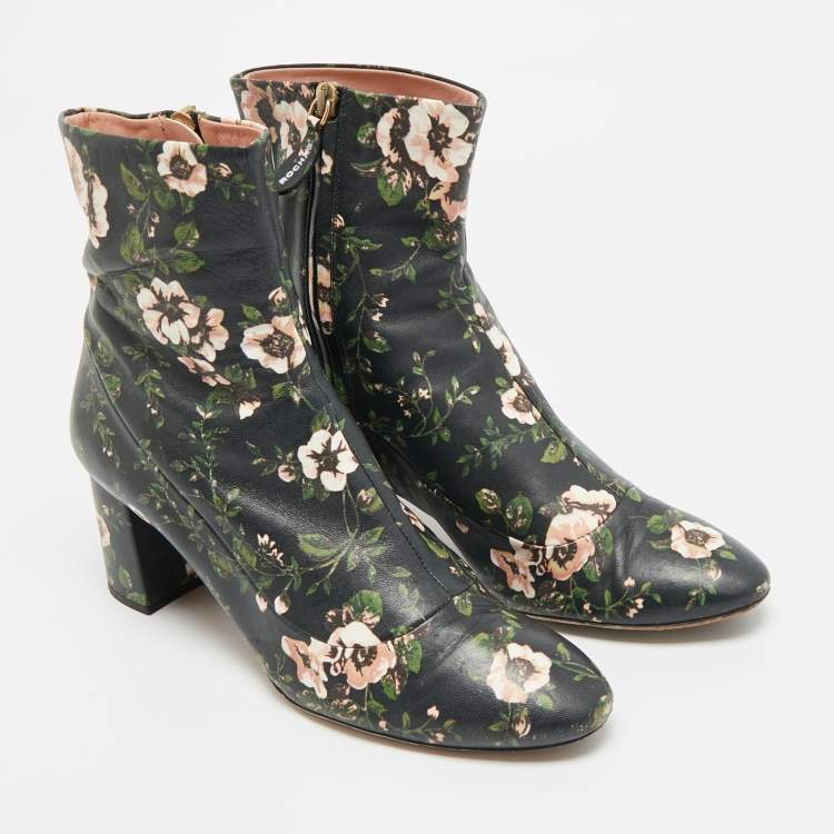 Pre Owned Rochas Size 39.5 Multicolor Leather Ankle Length Boots