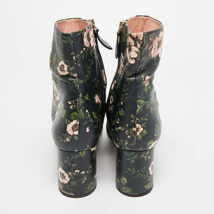 Pre Owned Rochas Size 39.5 Multicolor Leather Ankle Length Boots