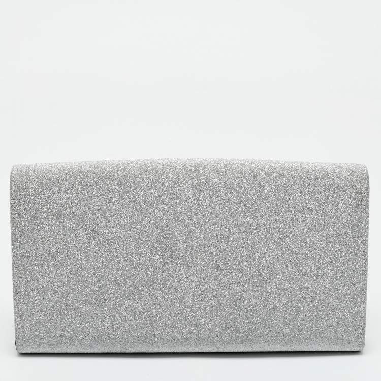 Pre Owned Roger Vivier Silver Glitter Efflorescence Clutch