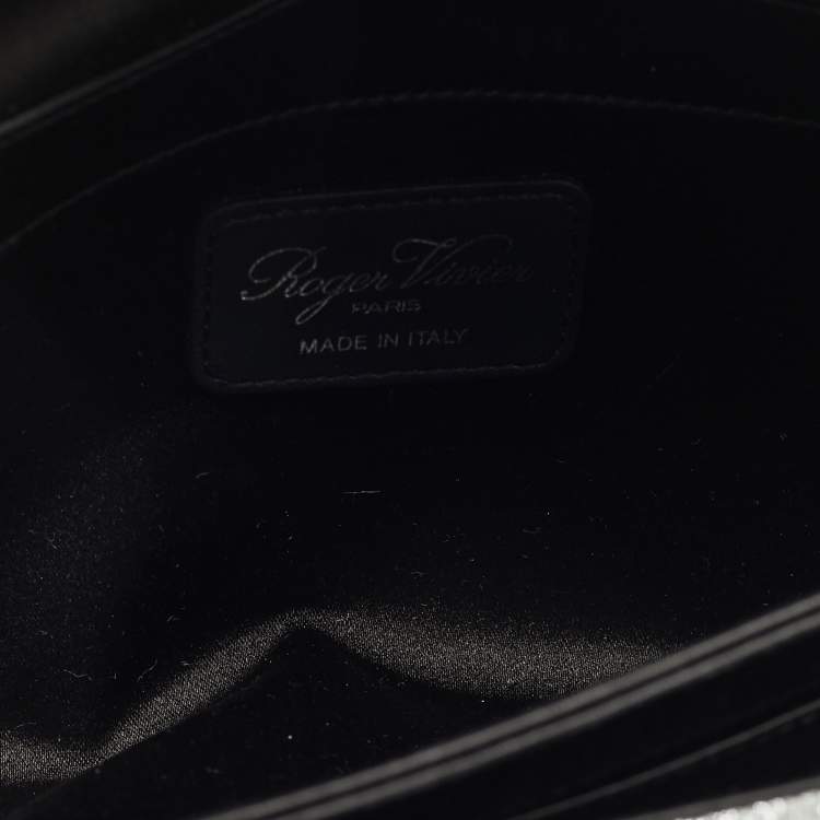 Pre Owned Roger Vivier Silver Glitter Efflorescence Clutch
