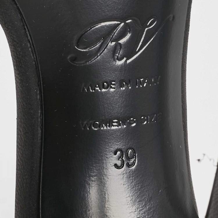 Pre Owned Roger Vivier Black Leather Viv' Choc Back Bow Sandals Size 39