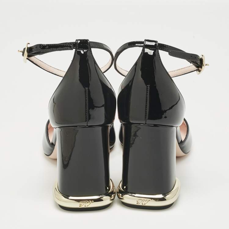 Pre Owned Roger Vivier Black Patent Leather Viv Podium Pumps Size 39