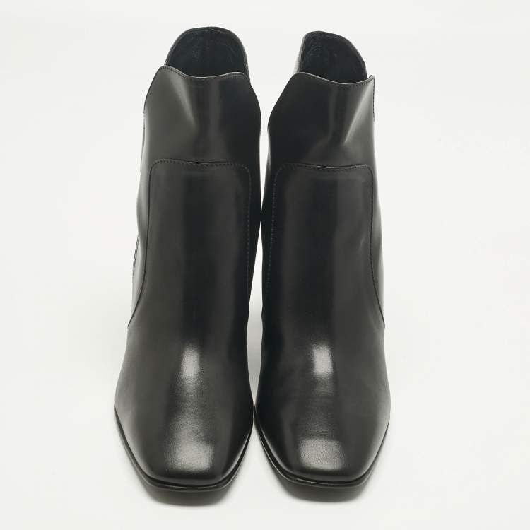 Pre Owned Roger Vivier Black Leather Polly Booties Size 40.5