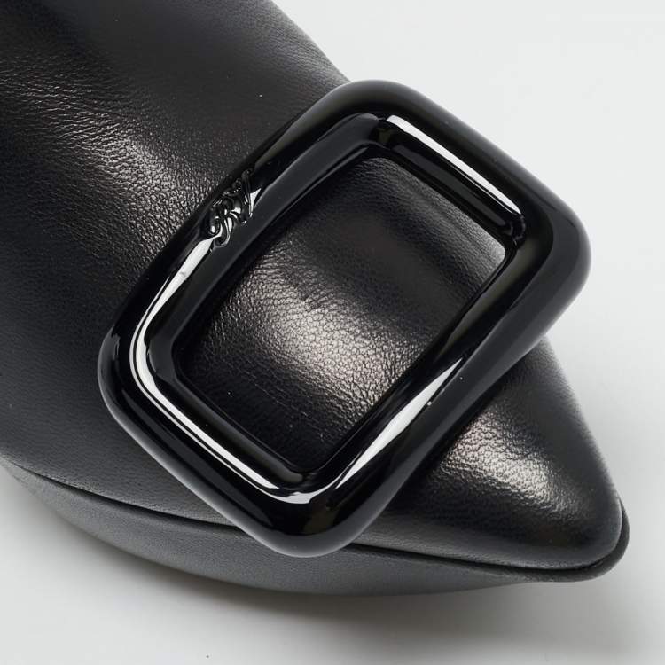 Pre Owned Roger Vivier Viv Size 40 Black Leather Knee Length Boots