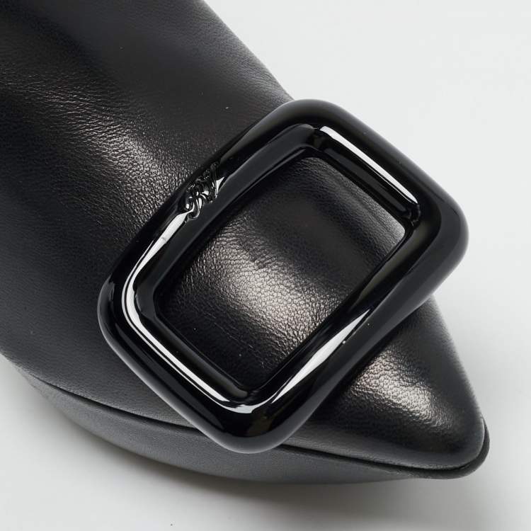 Pre Owned Roger Vivier Viv Size 36 Black Leather Knee Length Boots                