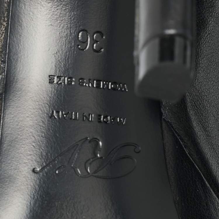 Pre Owned Roger Vivier Viv Size 36 Black Leather Knee Length Boots                