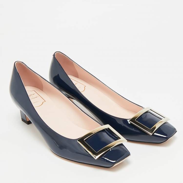 Pre Owned Roger Vivier Trompette Size 40.5 Navy Blue Patent Leather Pumps