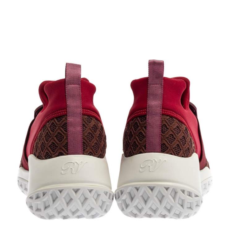 Pre Owned Roger Vivier Maroon/Brown Neoprene Fabric Viv' Run Sneakers Size 40