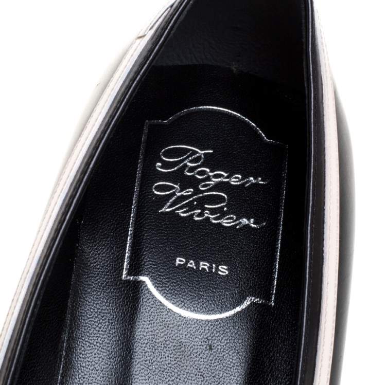 مملوكة مسبقًا Roger Vivier Black/Pink Leather Bucket Belle Pumps Size 38.5