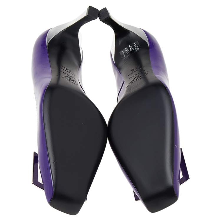 Pre Owned Roger Vivier Limited Edition Purple Patent Leather Trompette Pumps Size 39.5