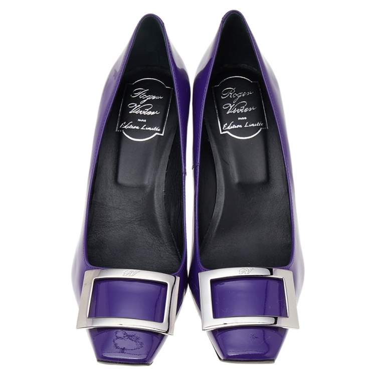 Pre Owned Roger Vivier Limited Edition Purple Patent Leather Trompette Pumps Size 39.5