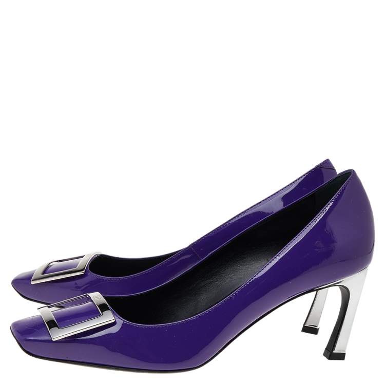 Pre Owned Roger Vivier Limited Edition Purple Patent Leather Trompette Pumps Size 39.5