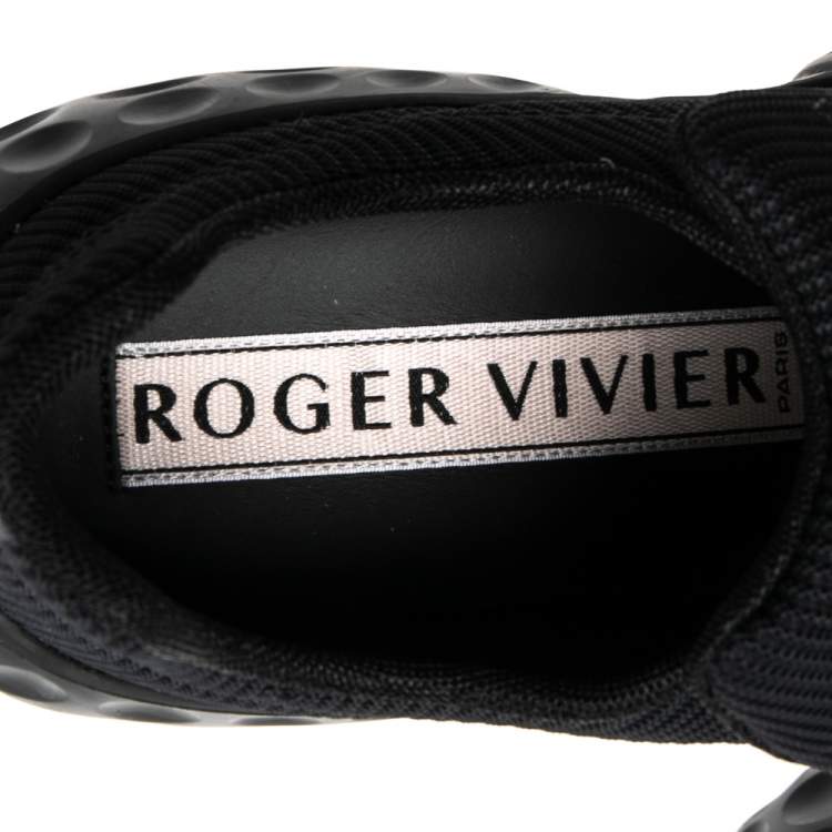 Pre Owned Roger Vivier Black Canvas Sneaky Viv Embellished Slip On Sneakers Size 39