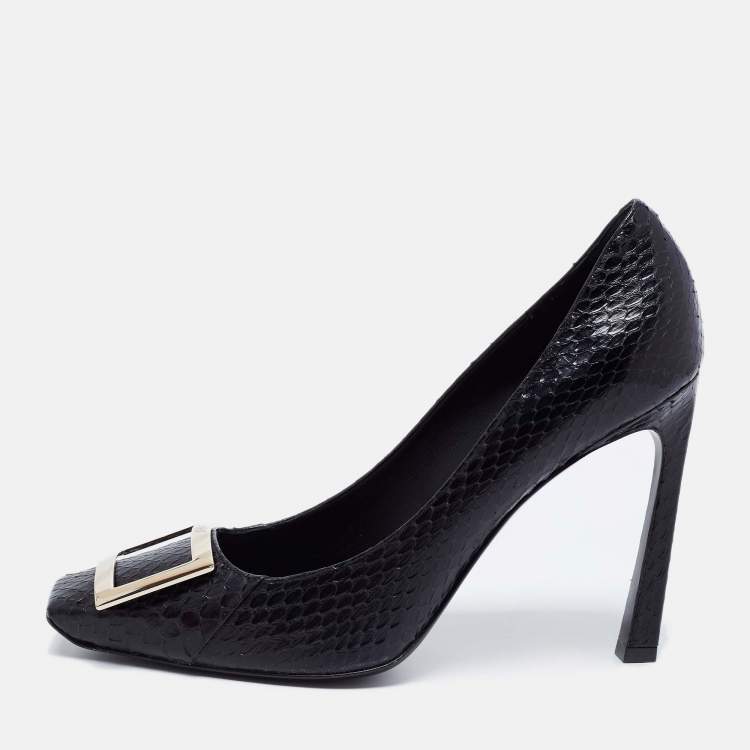 Pre Owned Roger Vivier Black Python Leather Trompette Pumps Size 40