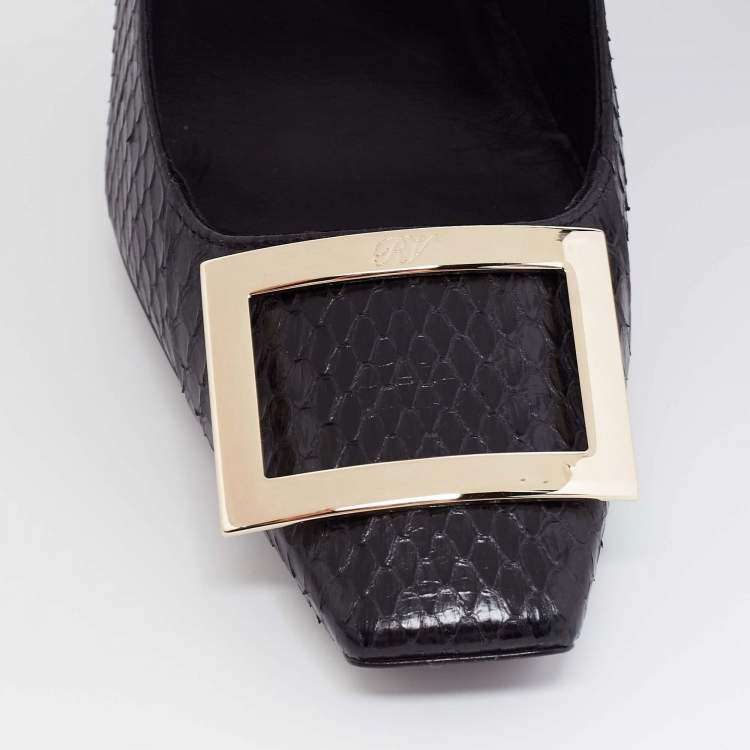 Pre Owned Roger Vivier Black Python Leather Trompette Pumps Size 40