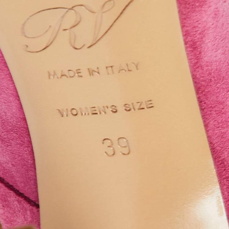 Pre Owned Roger Vivier Pink Suede Chain Detail Round Toe Pumps Size 39